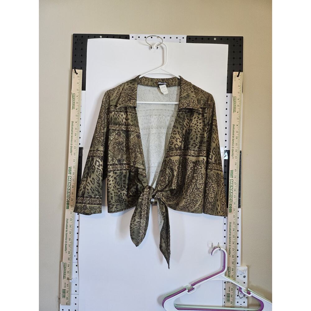 Bella Mode Women's Tie-Front Blouse with Animal Print
